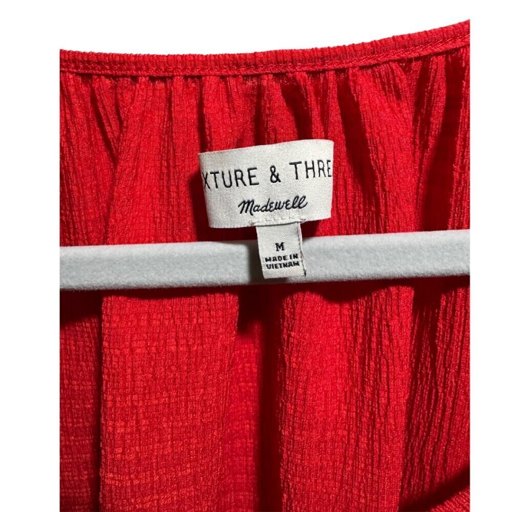 Madewell Texture and Thread Peasant Shirt Red Cropped Size Medium - Picture 3 of 3